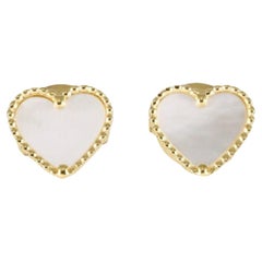 Van Cleef & Arpels Sweet Alhambra Heart Earrings in 18K Yellow Gold