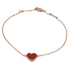 Van Cleef & Arpels Sweet Alhambra Heart Gold and Carnelian Bracelet