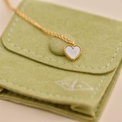 Van Cleef & Arpels Sweet Alhambra Heart Mother of Pearl 18K Yellow Gold Pendant