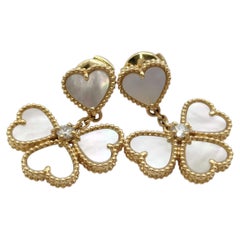 Van Cleef & Arpels Sweet Alhambra Heart Mother of Pearl Diamond Gold Earrings
