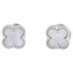 Van Cleef & Arpels Sweet Alhambra Mother of Pearl 18k White Gold Earrings