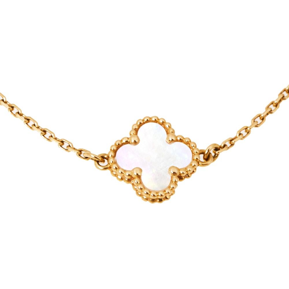 The Alhambra creations from Van Cleef & Arpels have been bringing classic style to women around the world for years that to this day, they are highly coveted. This lovely bracelet is from the Sweet Alhambra collection, and it comes crafted by hand