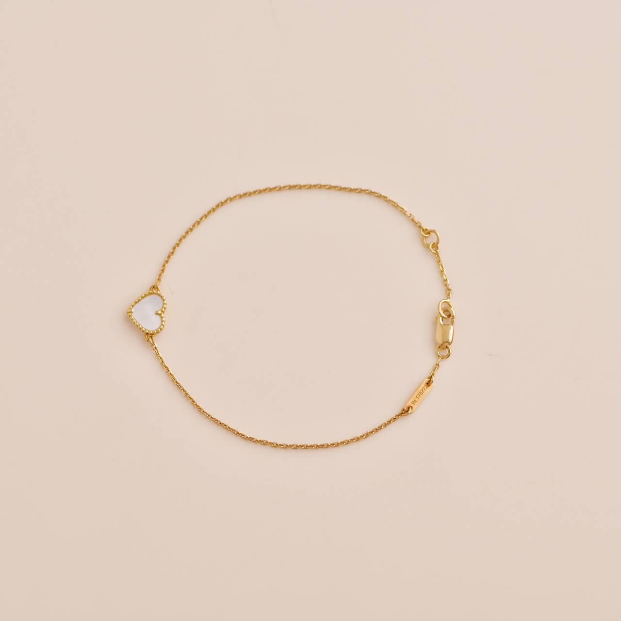 Uncut Van Cleef & Arpels Sweet Alhambra Mother of Pearl 18K Yellow Gold Bracelet