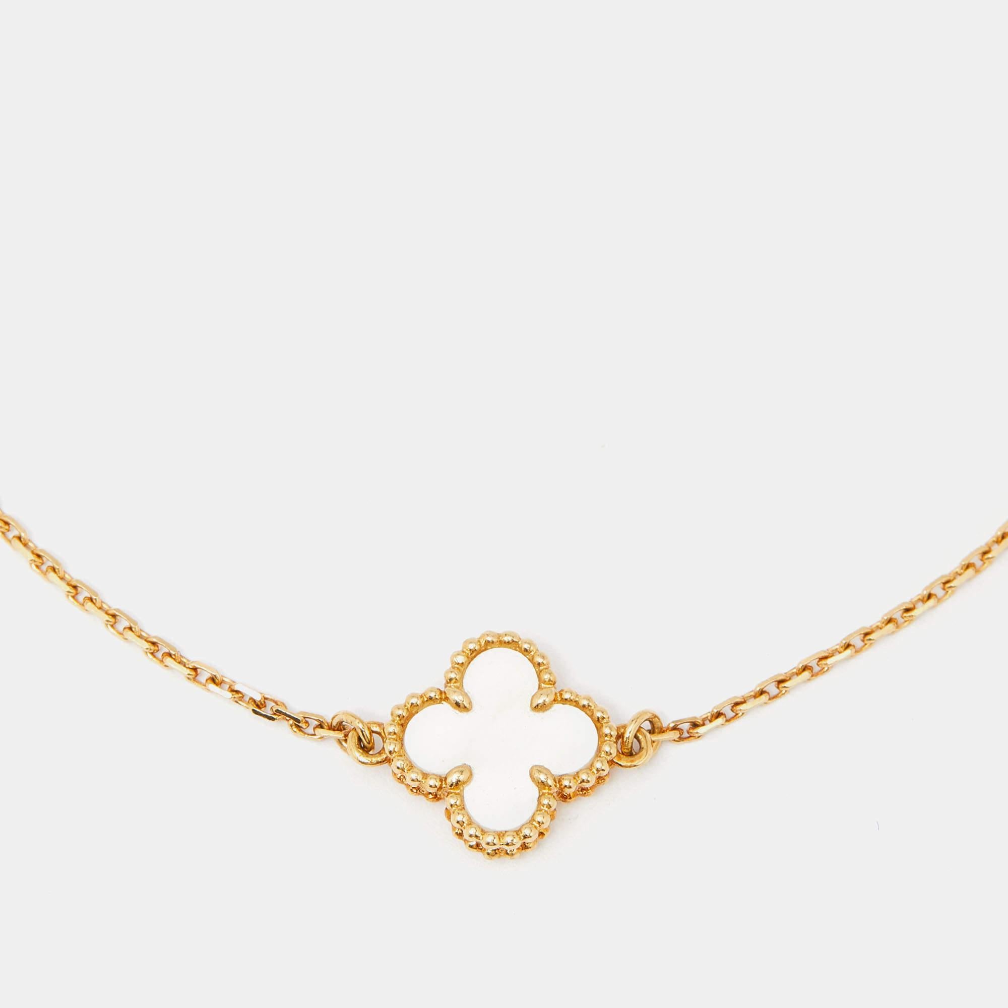 Women's Van Cleef & Arpels Sweet Alhambra Mother of Pearl 18k Yellow Gold Bracelet