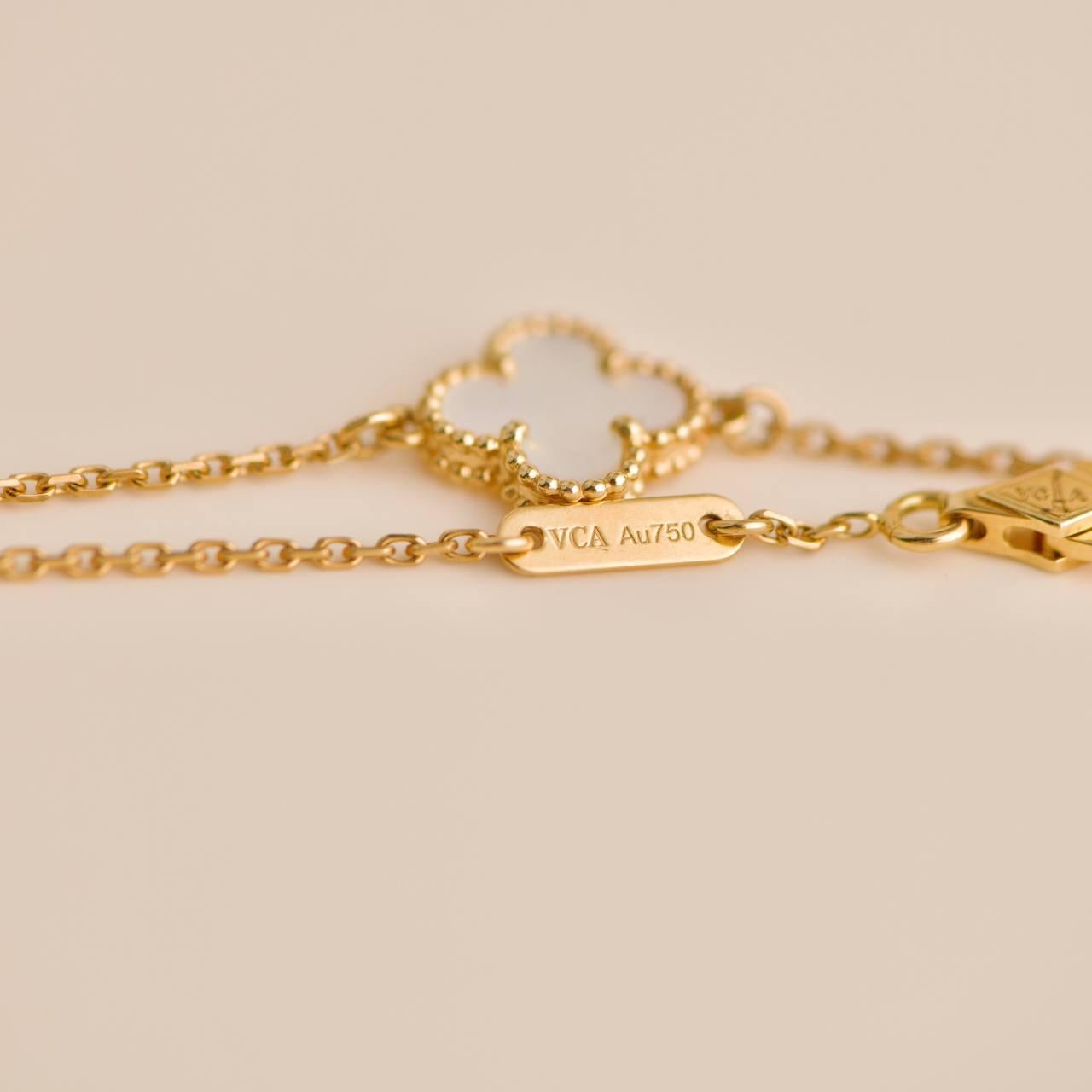 Van Cleef & Arpels Sweet Alhambra Mother of Pearl 18k Yellow Gold Bracelet 2