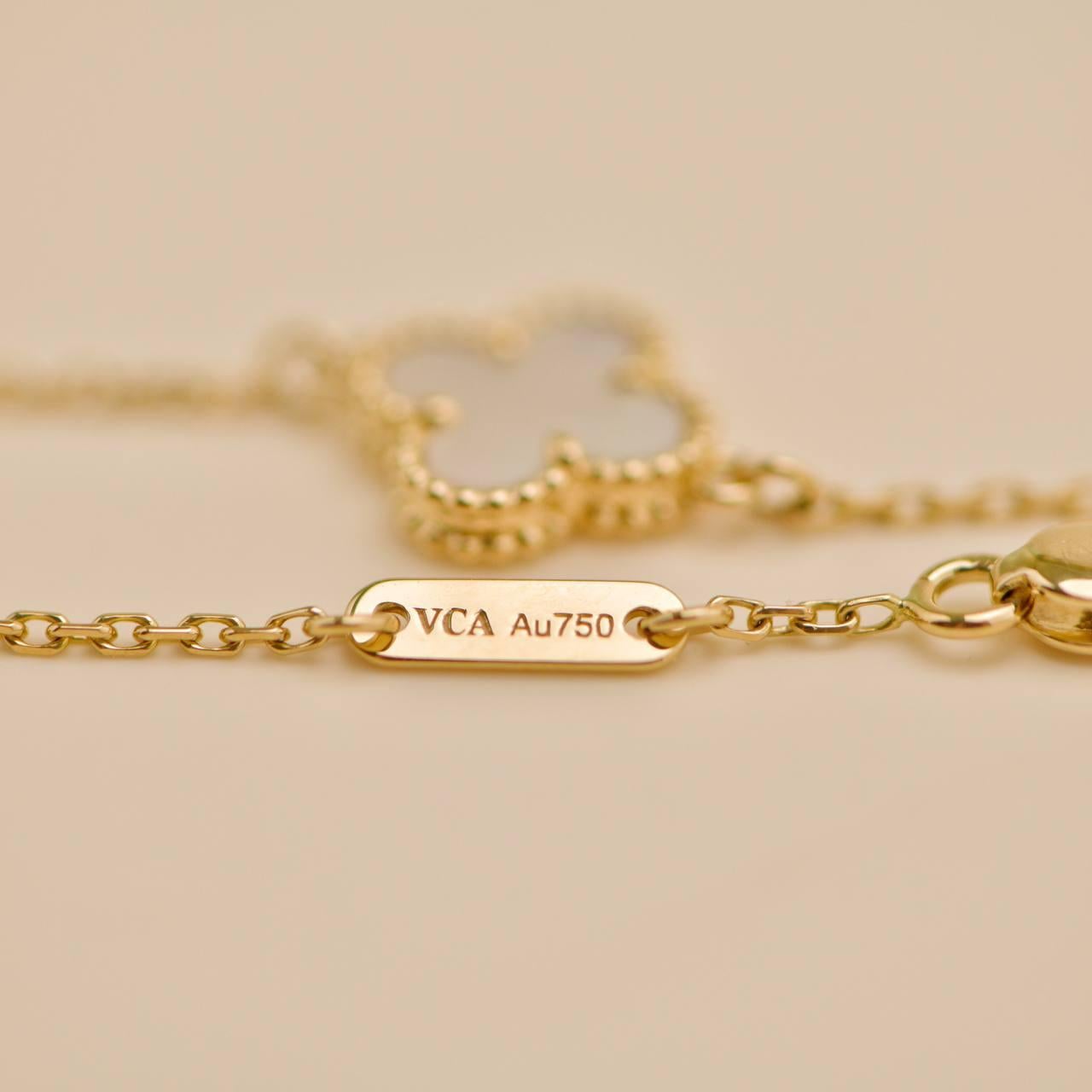Van Cleef & Arpels Sweet Alhambra Mother of Pearl 18K Yellow Gold Bracelet 3