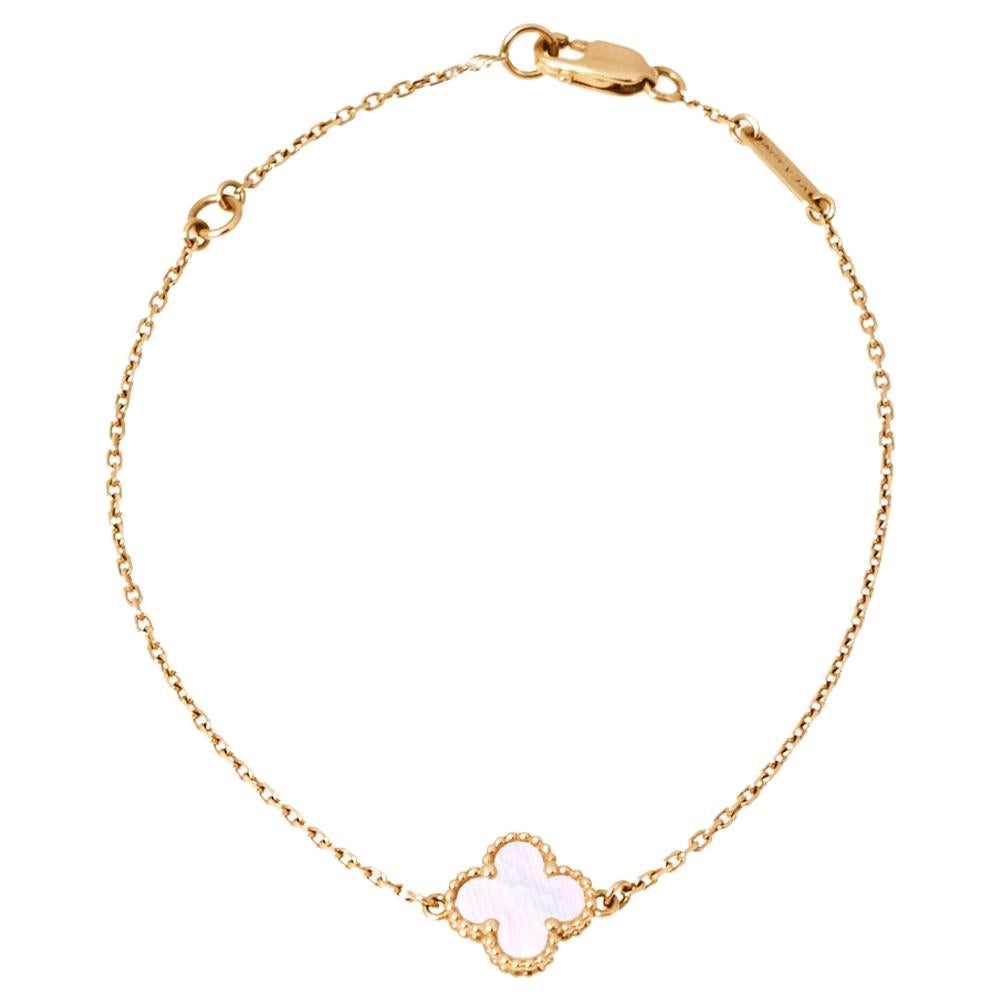 Van Cleef & Arpels Sweet Alhambra Mother of Pearl 18K Yellow Gold Bracelet