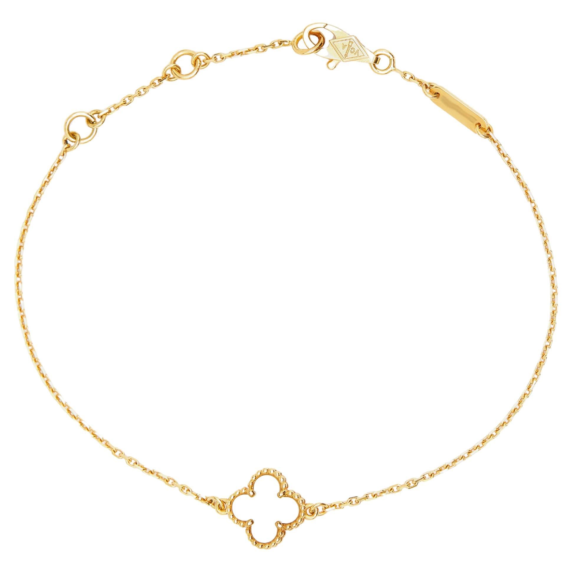 Van Cleef & Arpels Sweet Alhambra Mother of Pearl 18k Yellow Gold Bracelet