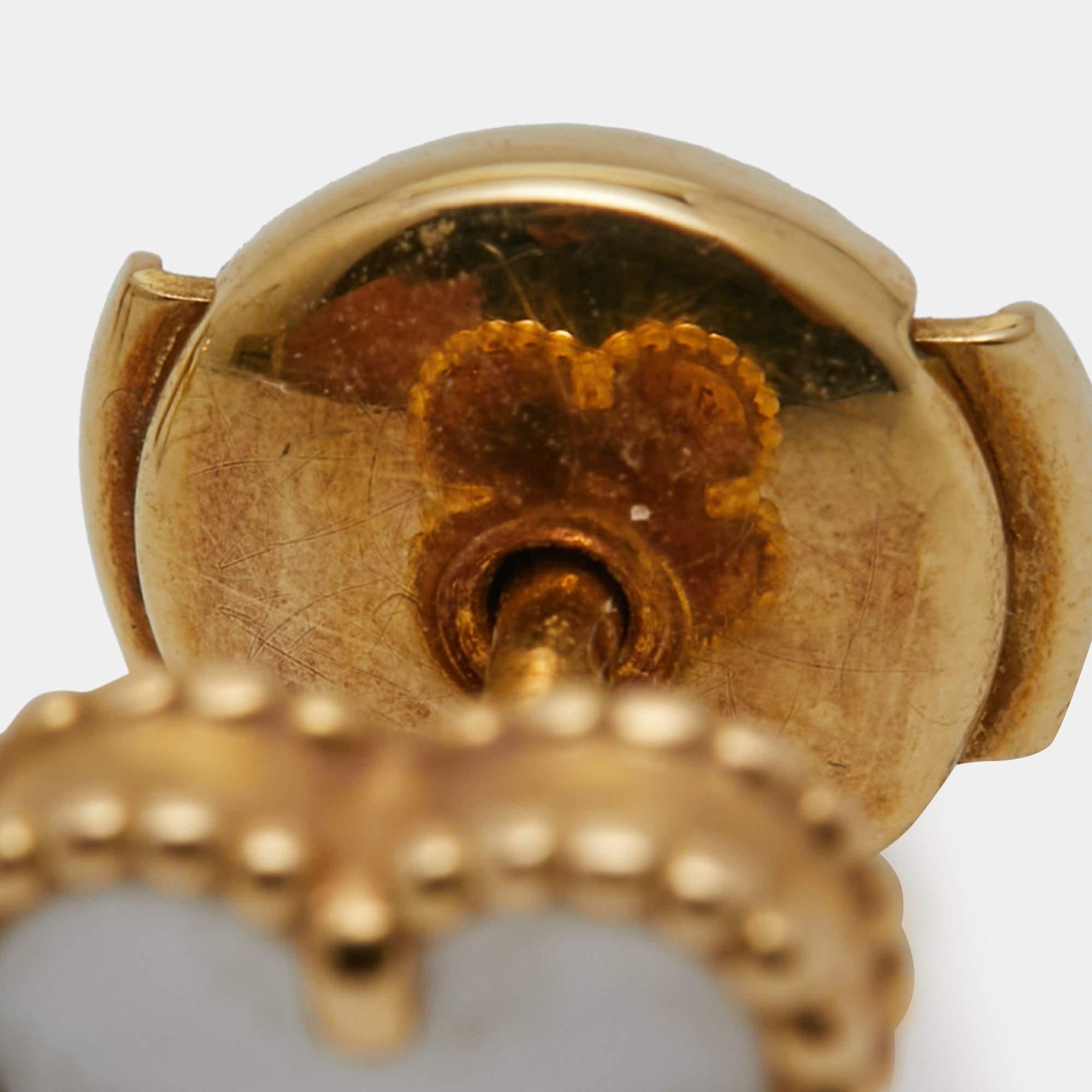 Women's Van Cleef & Arpels Sweet Alhambra Mother of Pearl 18k Yellow Gold Earrings
