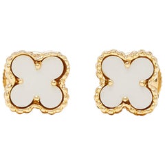 Van Cleef & Arpels Sweet Alhambra Mother of Pearl 18k Yellow Gold Earrings