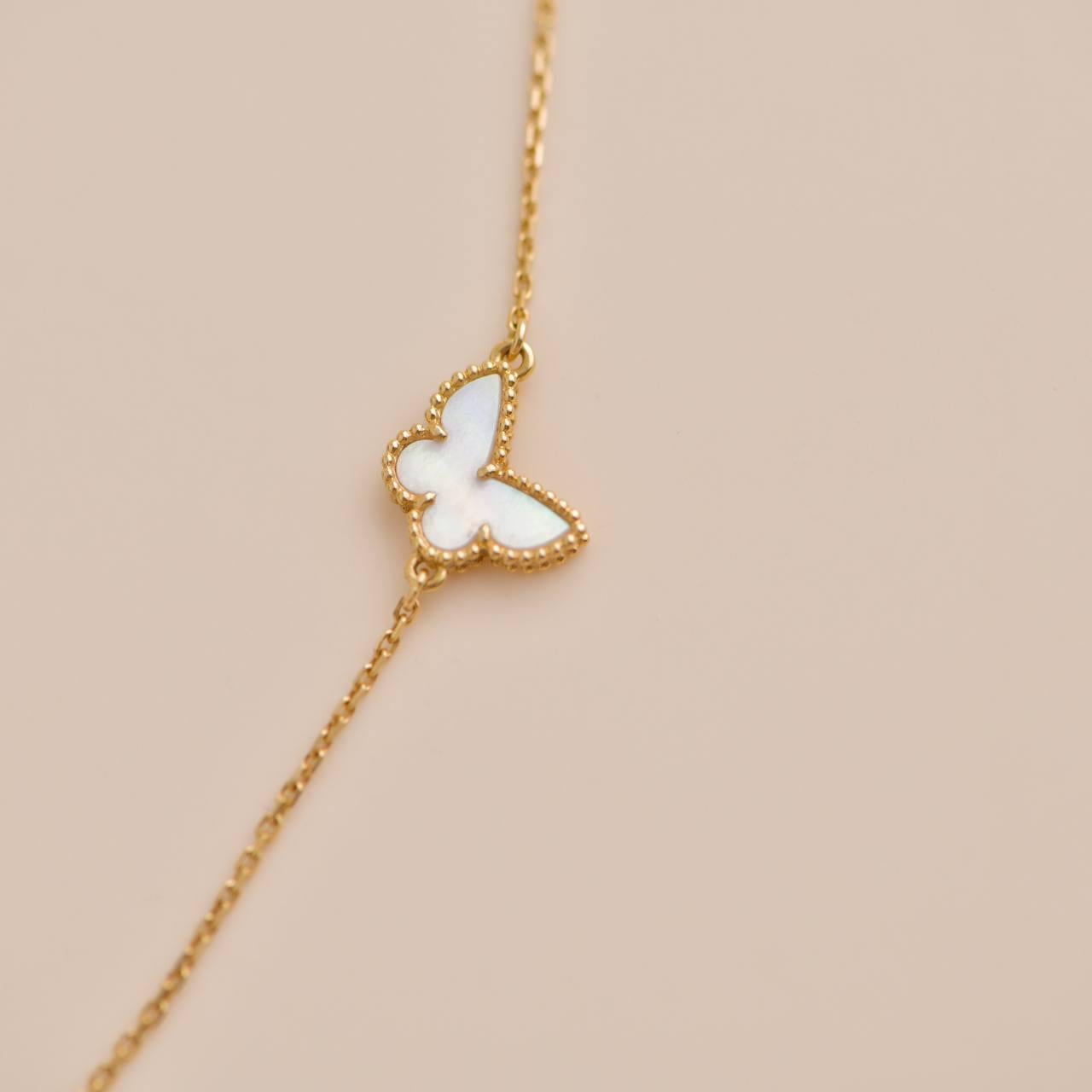 Van Cleef & Arpels Sweet Alhambra Mother-of-Pearl Butterfly Yellow Gold Bracelet 1