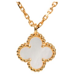 Van Cleef & Arpels Sweet Alhambra Mother of Pearl Necklace 18K Yellow Gold