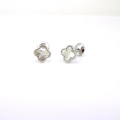 Van Cleef & Arpels Sweet Alhambra Mother of Pearl White Gold Earrings Studs