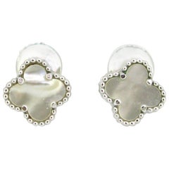 Van Cleef & Arpels Sweet Alhambra Mother of Pearl White Gold Earrings Studs