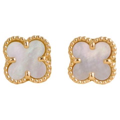 Van Cleef & Arpels Sweet Alhambra Mother of Pearl Yellow Gold Earrings
