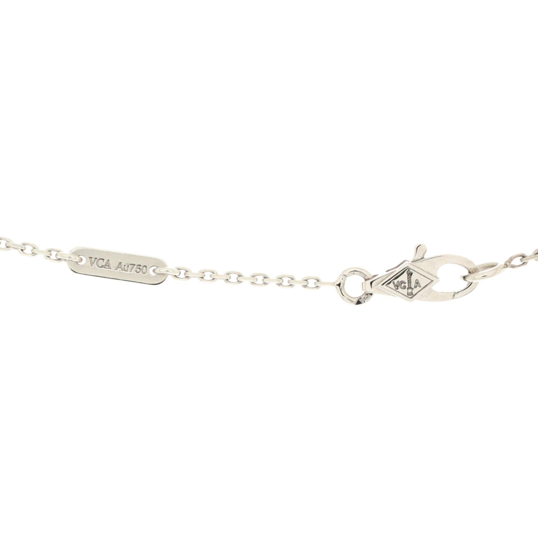 Women's Van Cleef & Arpels Sweet Alhambra Pendant Necklace 18K White Gold with Diamonds