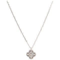 Van Cleef & Arpels Sweet Alhambra Pendant Necklace 18K White Gold with Diamonds