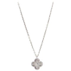 Van Cleef 
Arpels Sweet Alhambra Pendant Necklace 18K White Gold with Diamonds