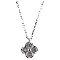 Van Cleef & Arpels Sweet Alhambra Pendant Necklace 18k White Gold with Diamonds