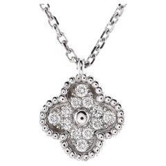 Van Cleef & Arpels Sweet Alhambra Pendant Necklace 18K White Gold with Diamonds