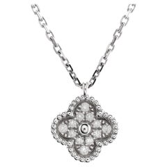 Van Cleef & Arpels Sweet Alhambra Pendant Necklace 18K White Gold with Diamonds