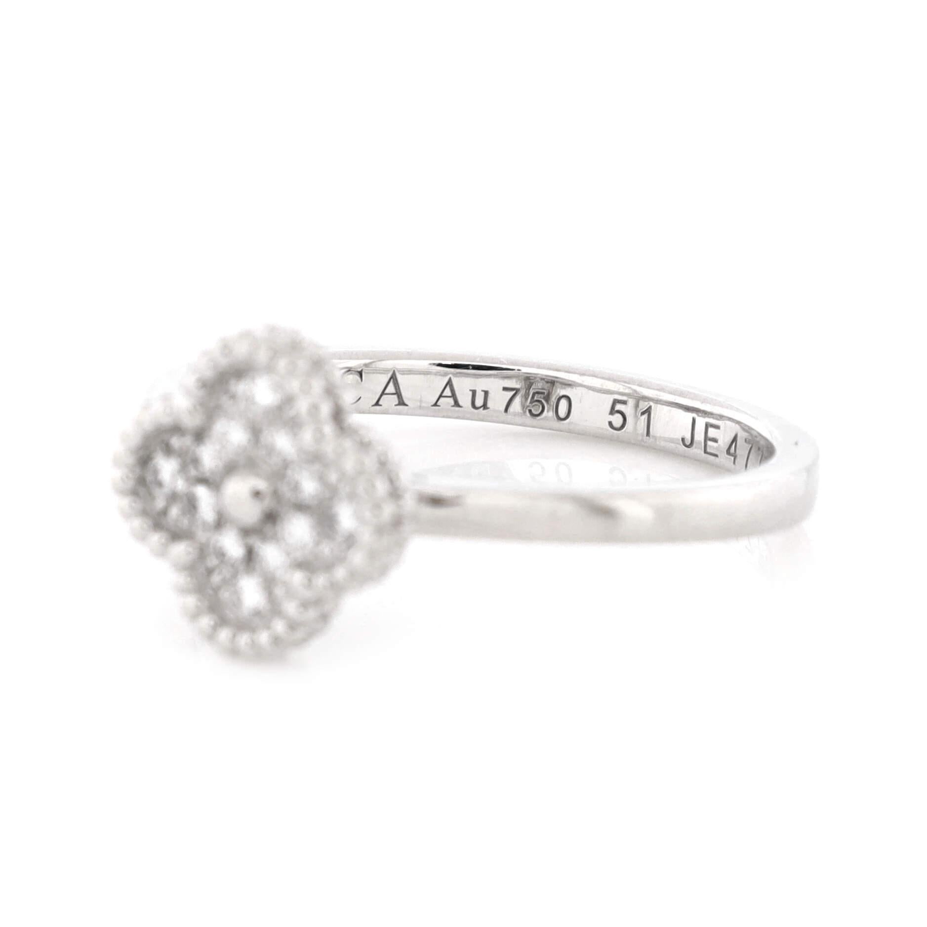 Women's or Men's Van Cleef & Arpels Sweet Alhambra Ring 18K White Gold and Diamonds For Sale