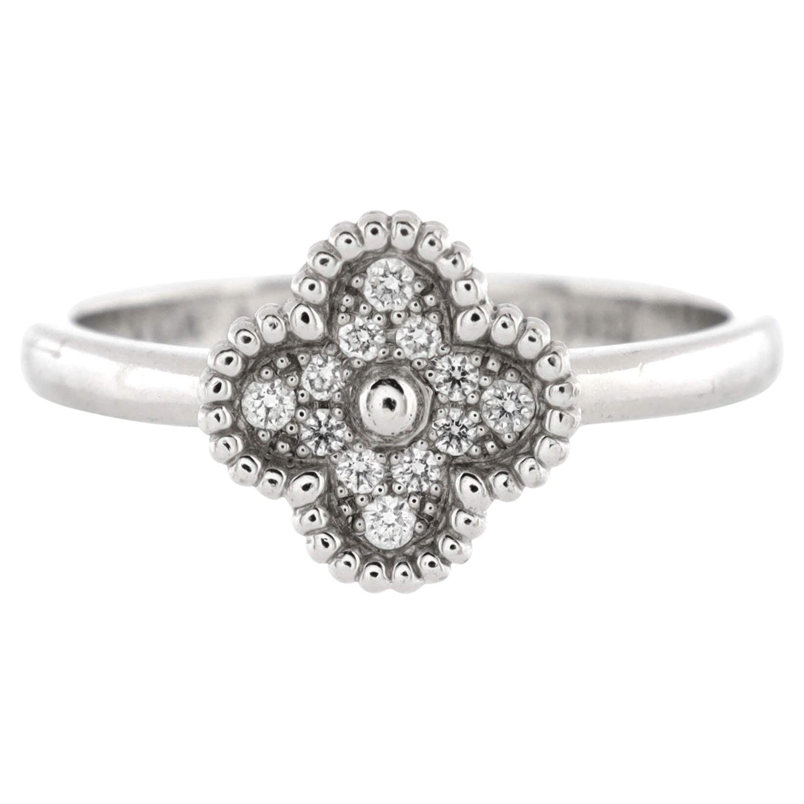 Van Cleef & Arpels Sweet Alhambra Ring 18K White Gold and Diamonds For Sale