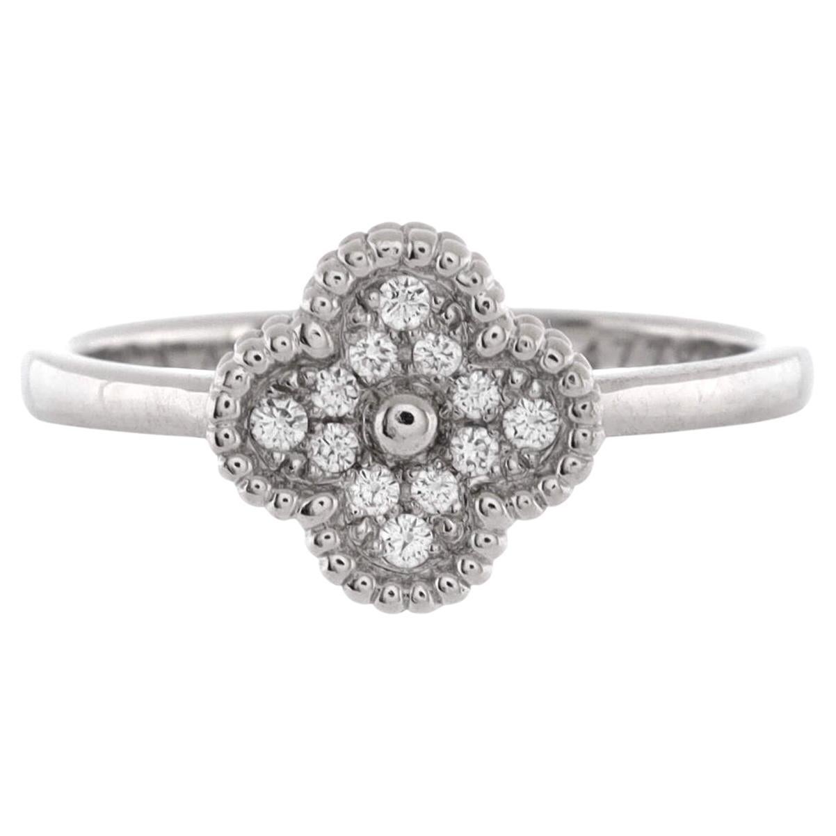 Van Cleef & Arpels Sweet Alhambra Ring 18K White Gold and Diamonds For Sale