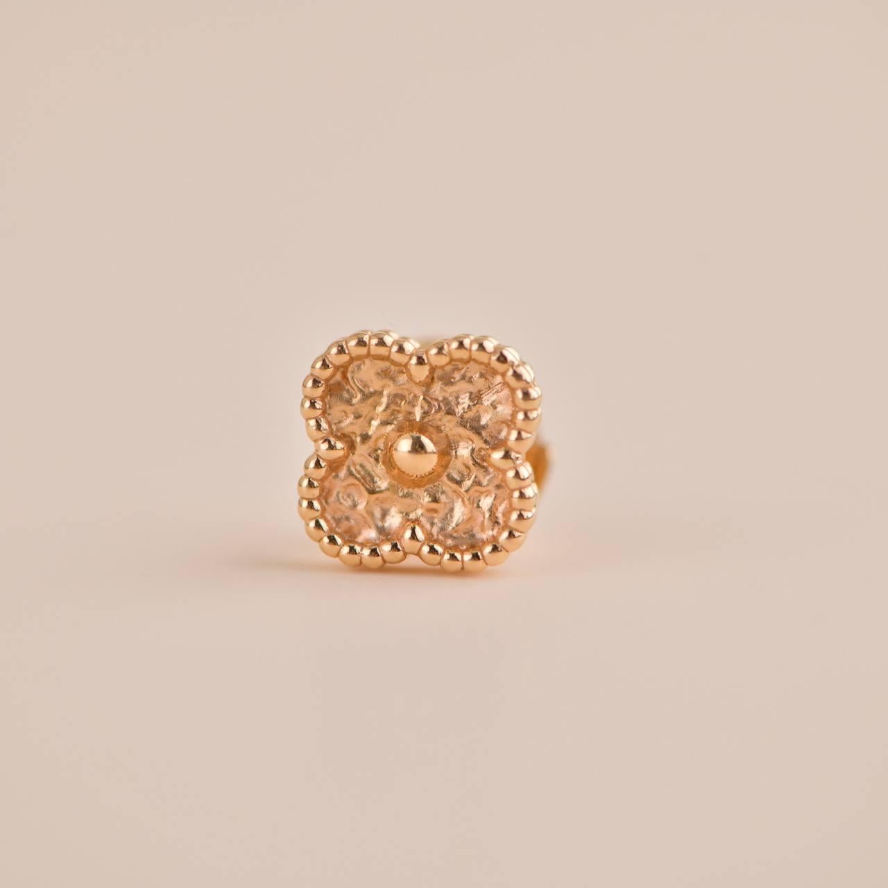 Van Cleef & Arpels Sweet Alhambra Rose Gold Earstuds In Excellent Condition In Banbury, GB