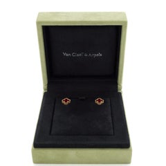 Van Cleef & Arpels Sweet Alhambra Stud Earrings 18K Rose Gold and Carnelian