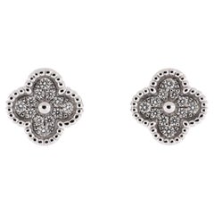Van Cleef & Arpels Sweet Alhambra Stud Earrings 18K White Gold and Diamonds
