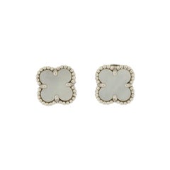 Van Cleef & Arpels Sweet Alhambra Stud Earrings 18K White Gold and Mother
