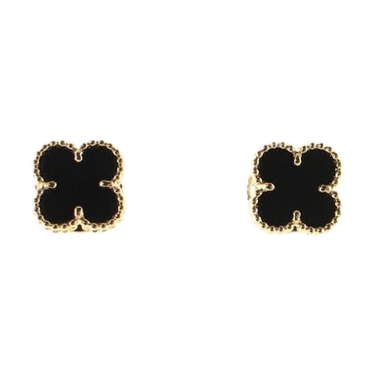 Van Cleef and Arpels Sweet Alhambra Turquoise Gold Earrings at 1stDibs