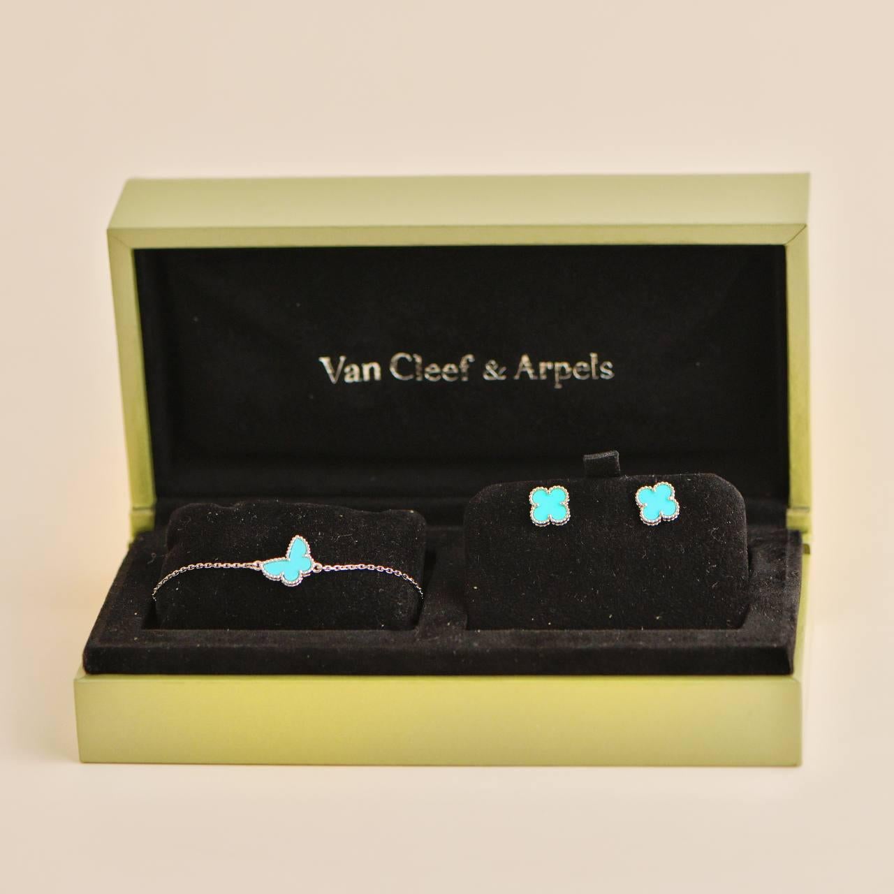 Van Cleef & Arpels Sweet Alhambra Turquoise 18k White Gold Bracelet 4