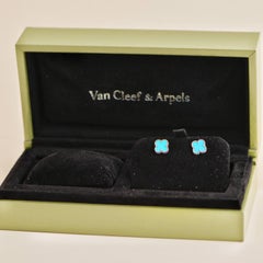 Van Cleef & Arpels Sweet Alhambra Turquoise 18K White Gold Earrings