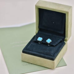 Van Cleef & Arpels Sweet Alhambra Turquoise 18K White Gold Earrings