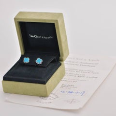 Van Cleef & Arpels Sweet Alhambra Turquoise 18K White Gold Earstuds