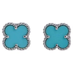 Van Cleef & Arpels Sweet Alhambra Turquoise 18K White Gold Earstuds