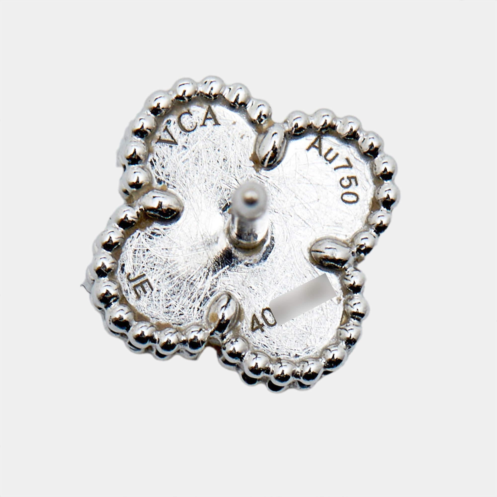 Van Cleef & Arpels Sweet Alhambra Turquoise 18K White Gold Stud Earrings 1