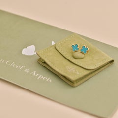Van Cleef & Arpels Sweet Alhambra Turquoise 18K Yellow Gold Earrings