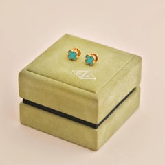 Van Cleef & Arpels Sweet Alhambra Turquoise 18k Yellow Gold Earstuds