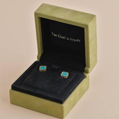 Van Cleef & Arpels Sweet Alhambra Turquoise 18k Yellow Gold Earstuds