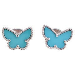 Pendientes Van Cleef & Arpels Dulce Alhambra Turquesa Mariposa Oro Blanco 18K