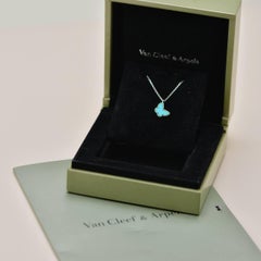 Van Cleef & Arpels Sweet Alhambra Turquoise Butterfly Necklace 18K White Gold