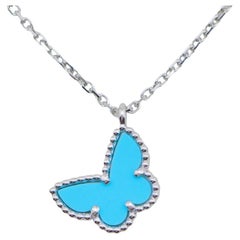 Van Cleef & Arpels Collar Mariposa Turquesa Alhambra Dulce Oro Blanco 18K