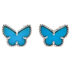 Van Cleef & Arpels Sweet Alhambra Turquoise Butterfly White Gold Earstuds