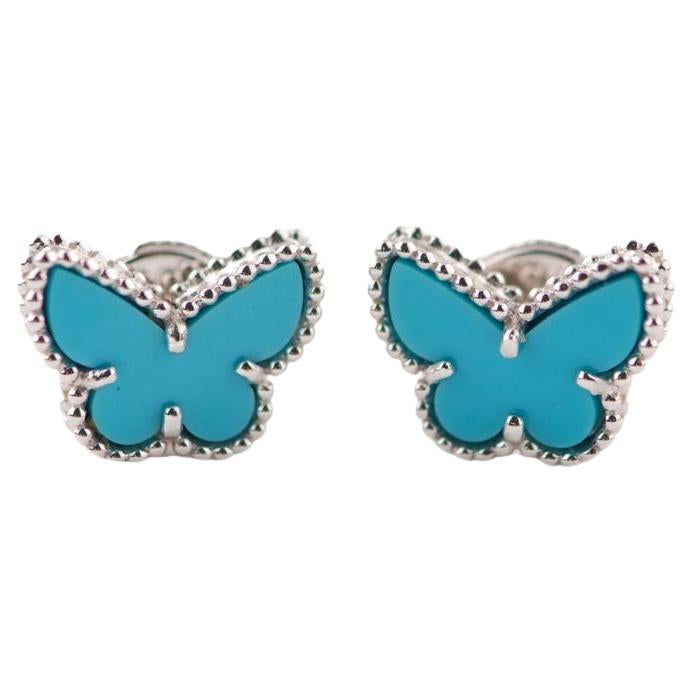 Van Cleef & Arpels Sweet Alhambra Turquoise Butterfly White Gold Earstuds
