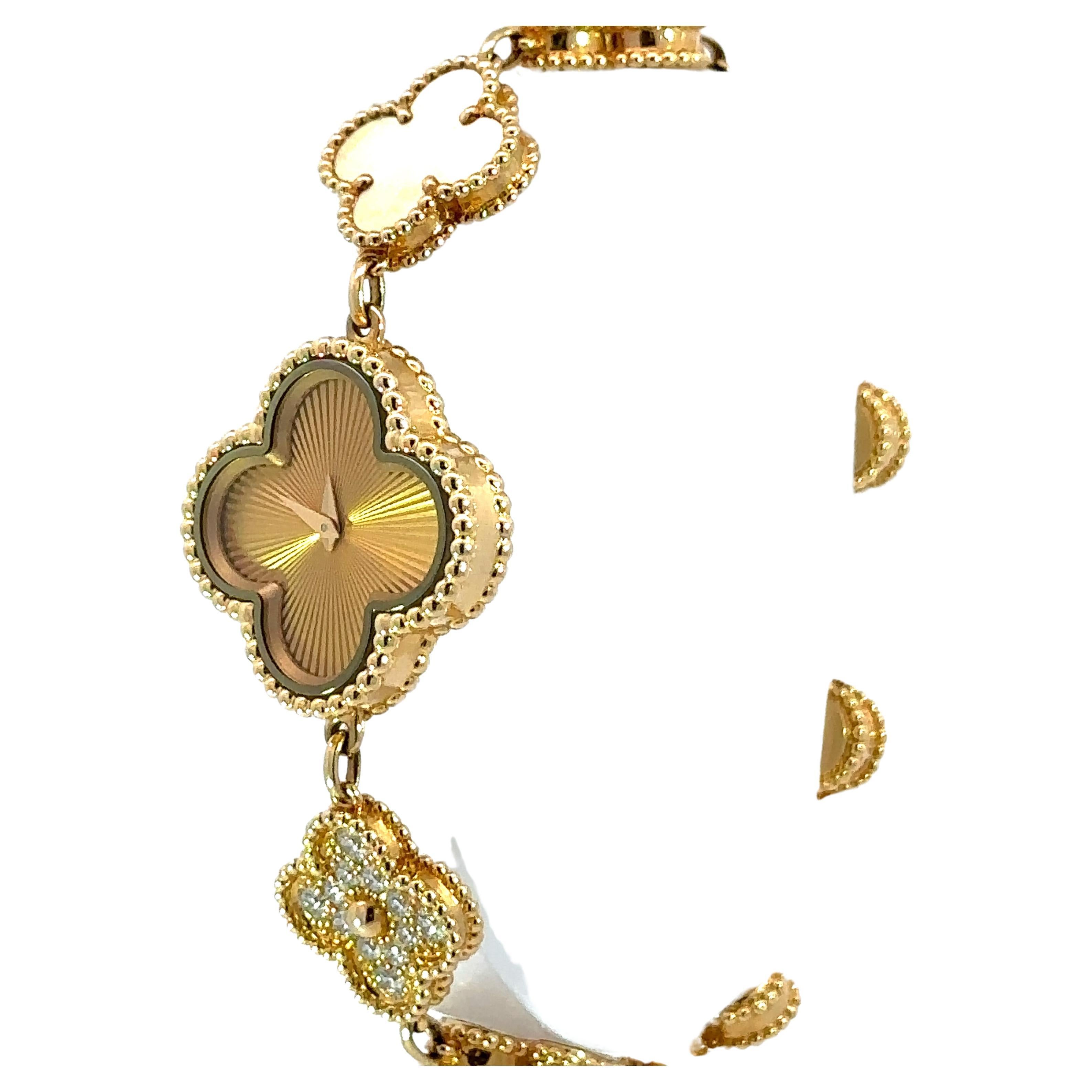 Van Cleef & Arpels Sweet Alhambra Montre en or jaune 18 carats et diamants