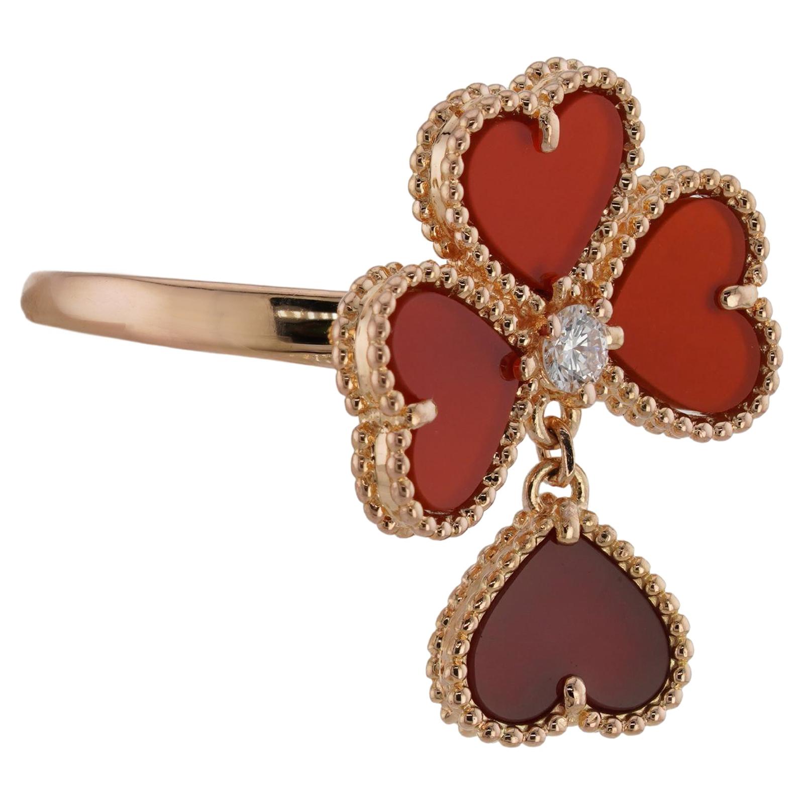 Donna VAN CLEEF & ARPELS Anello Sweet Hearts con corniola e diamante in oro rosa 18k in vendita