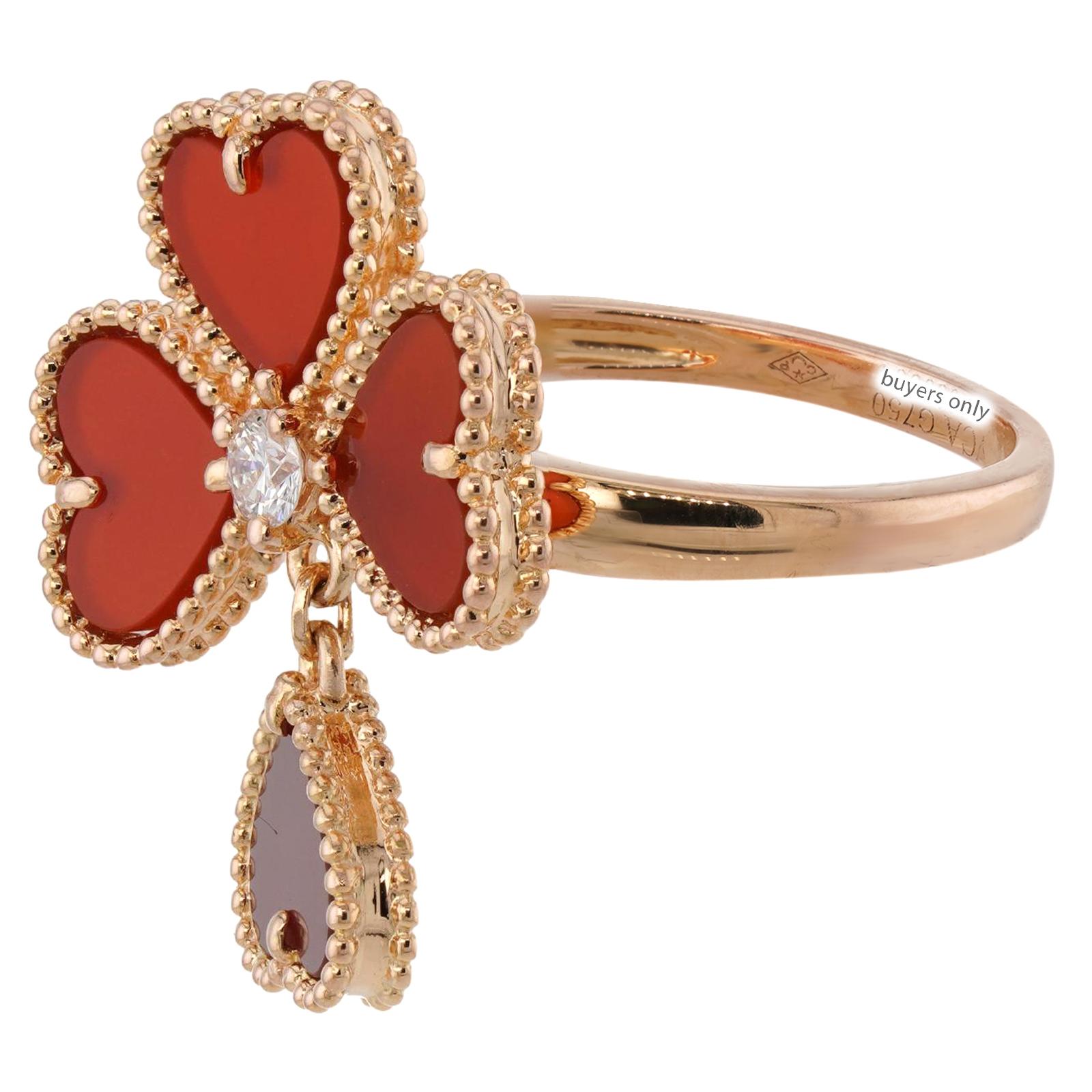 VAN CLEEF & ARPELS Anello Sweet Hearts con corniola e diamante in oro rosa 18k in vendita 1